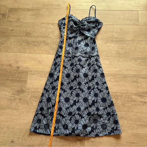 SANDRO Fiby Floral Midi Dress In Blue - Picture 9 of 11